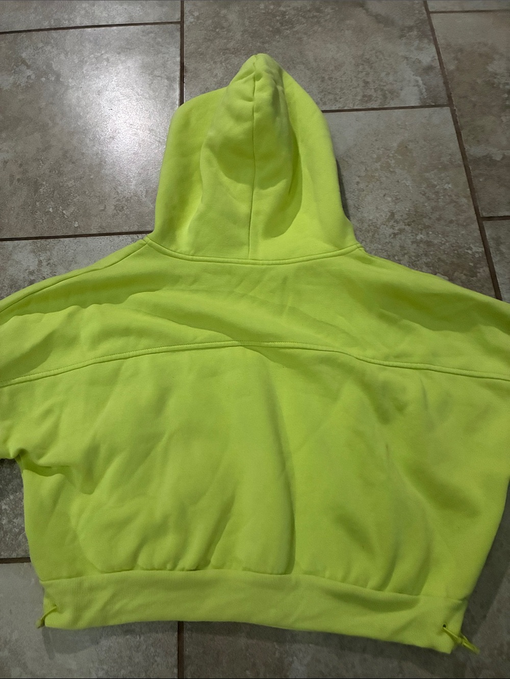 Neon Lime Cropped Half-Zip Hoodie - Picture 8 of 8
